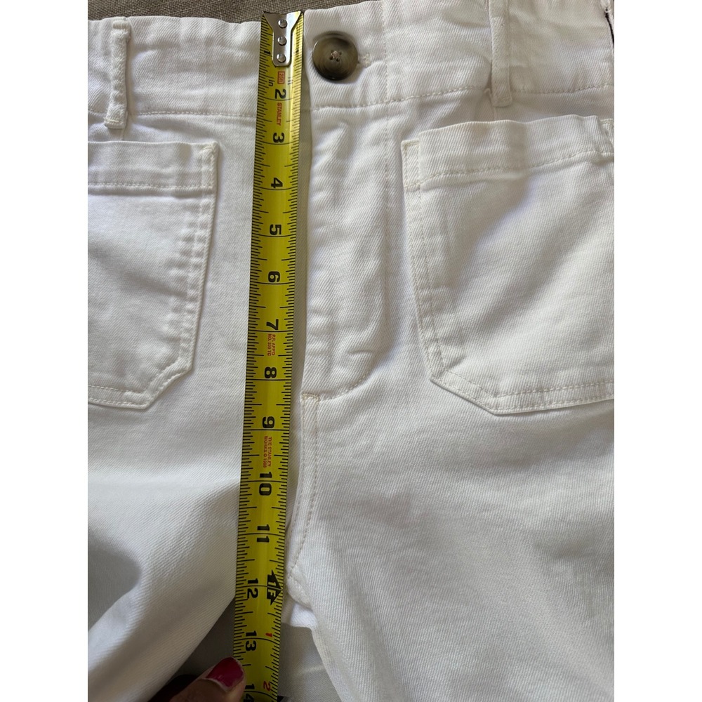 Maeve Anthropologie The Colette Wide Leg Crop Pants White 27 High Rise Utility - Picture 10 of 10